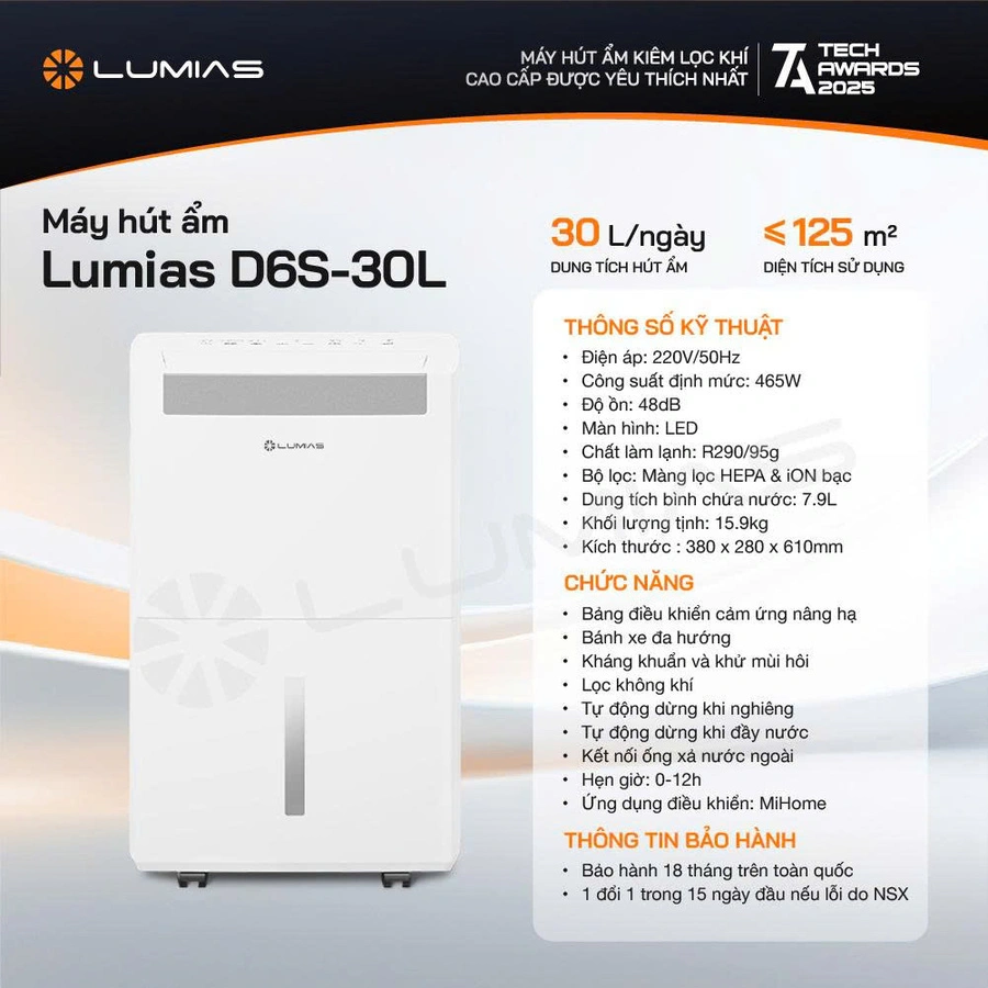 Máy hút ẩm Lumias D6S-30L