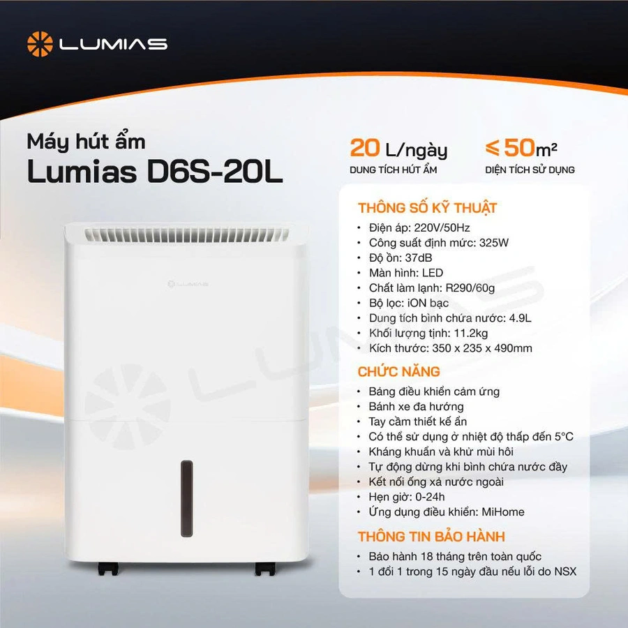 Máy hút ẩm Lumias D6S-20L