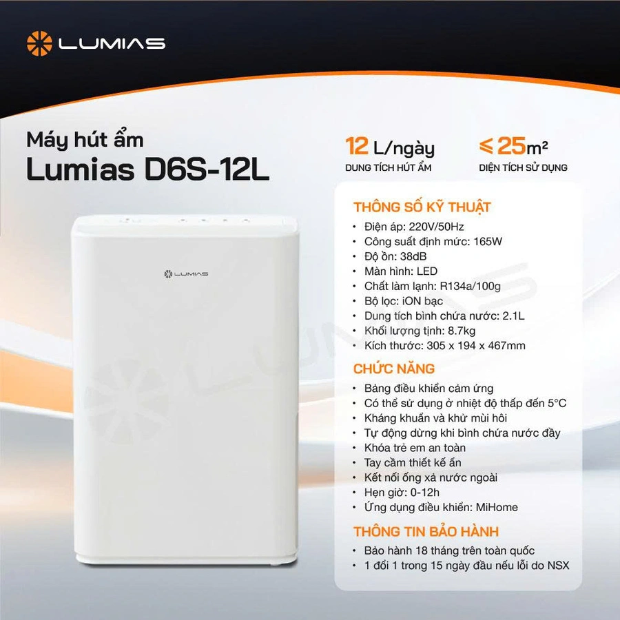 Máy hút ẩm Lumias D6S-12L