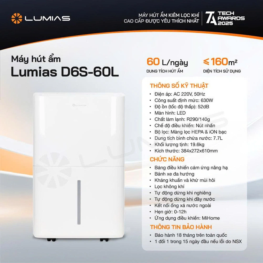 Máy hút ẩm Lumias D6S-60L